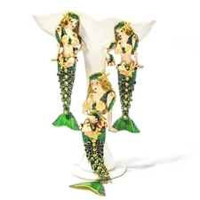 Lunch at the Ritz Mystical Mermaid Articulated 3D Brooch Pendant Clip Earrings 