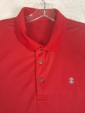 Izod Golf Men's Large Polo Shirt Red Grid Performance Stretch Golf Walking Logo