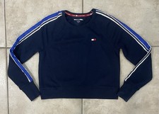 Tommy Hilfiger Sport Womens Sweatshirt Pullover Fleece Logo Blue Sz Small