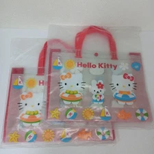 Sanrio Hello Kitty Mimmy Retro Vinyl Pool Bag Set 2001 Heisei Japan Rare