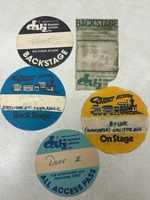 Lot of 5 1970's Concert Back Stage Passes