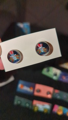 Nectar42 handcrafted borosilicate glass stud earrings psychedelic Uncle Sam 