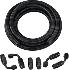 12FT 8AN Stainless Steel Braided CPE Oil Fuel Line + Hose End Fittings Kit