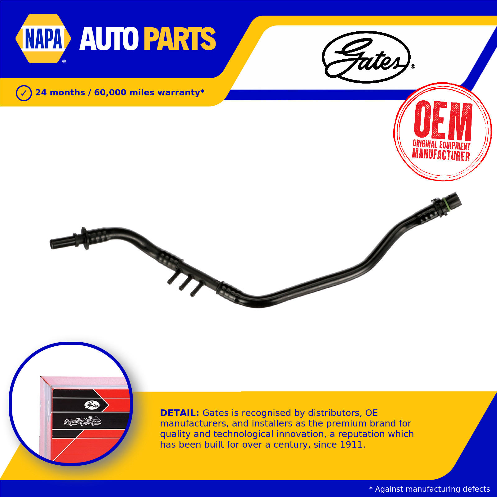 Crank Case Breather Pipe Hose fits BMW 530 F10, F11 3.0 10 to 13 Gates Quality
