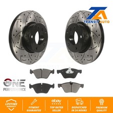 Front Coated Drilled Slotted Disc Brake Rotor & Ceramic Pad Kit For BMW X1 328xi