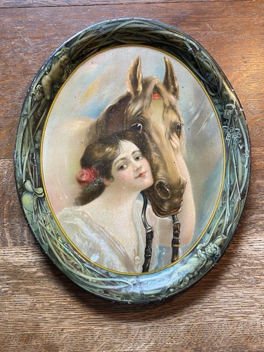 Pre-pro Beer Tray Woman with Horse Bellevue, WA Mercantile Company C. 1905