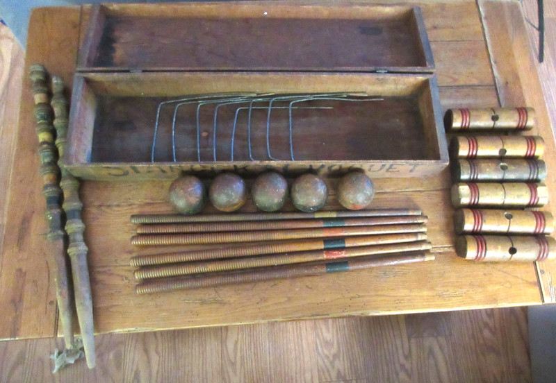 Vintage Wood Croquet Set in Wooden Case Great for Display Lake Farm House Decor