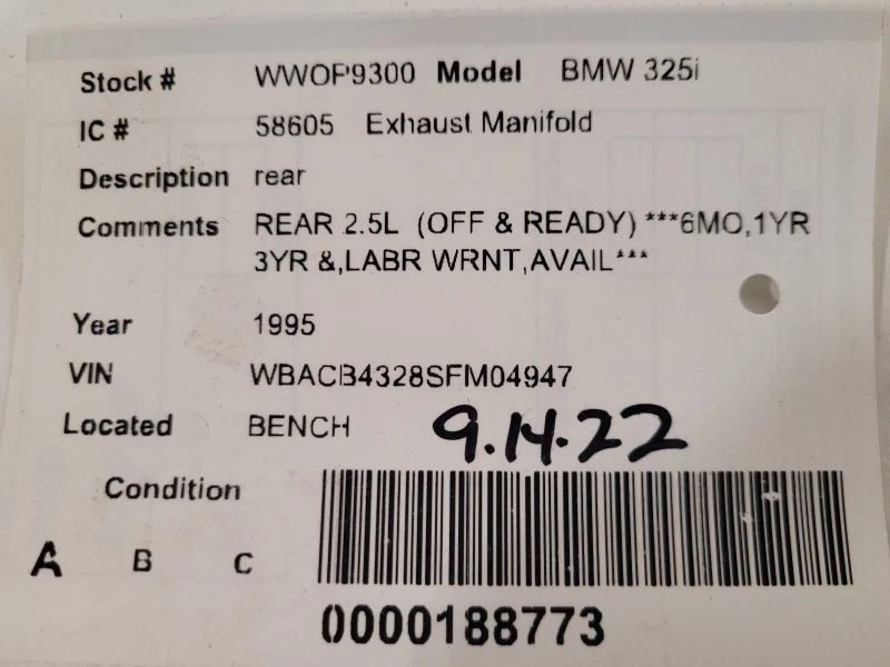 Colector de escape trasero Canada Market compatible con 92-97 BMW 320i 1618583 Foto 3 de 4