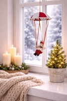 Clayre & Eef Santa Claus Fallschirm Dekoration Weihnachtsmann 25X25X55 Cm