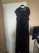 MIUSOL Women's Plus 3XL Navy Solid Lace Overlay Maxi Dress Round Neck Zip