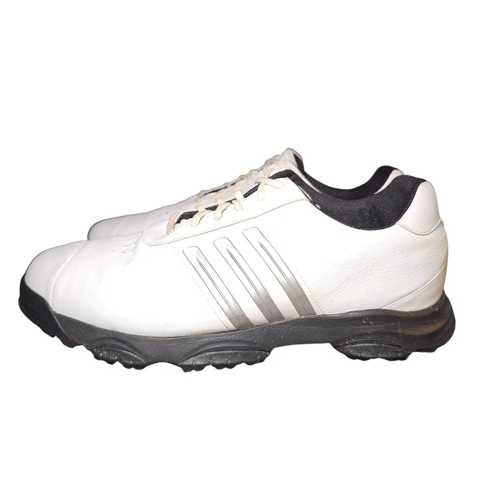 Туфли для гольфа мужские Adidas белые черные кожаные размер 9 шипованные бутсы - Изображение 4 из 4