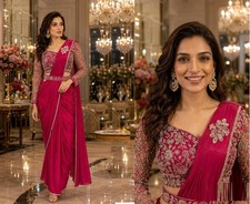 STEPNSHOP WEDDING WEAR READY TO WEAR SAREE WITH FANCY WORK 23140