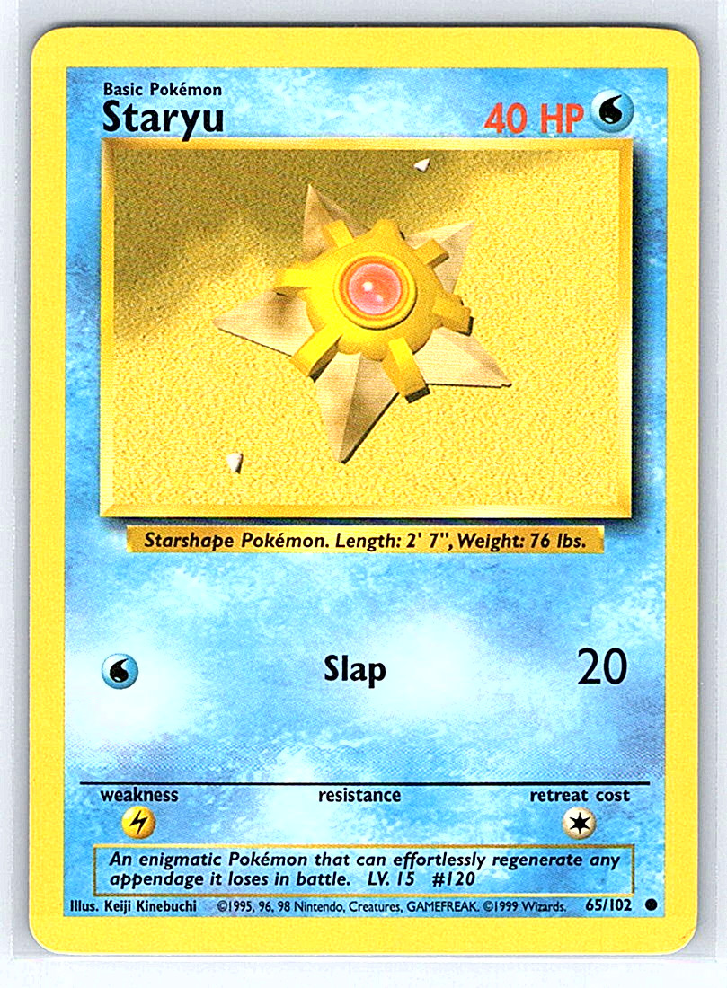 Staryu 65/102 Base Set NM or LP Pokemon Card