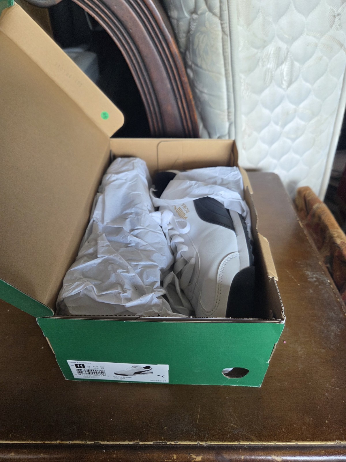 Puma Roma Basic Shoe Sneaker White Black 353572-04 Men's Size 11 image 5