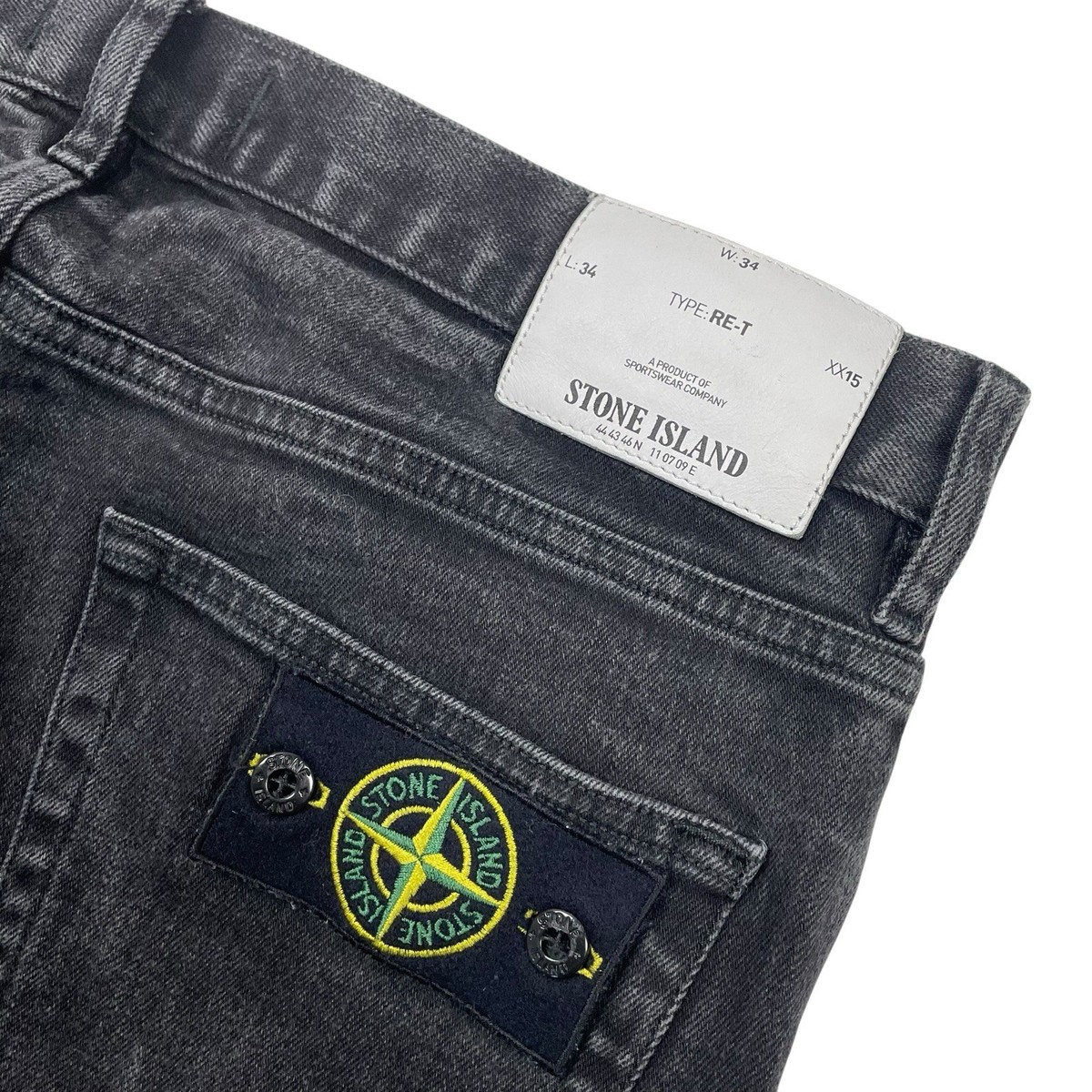 Stone Island RE-T Jeans W34 L34 Trousers Dark Grey Denim Black