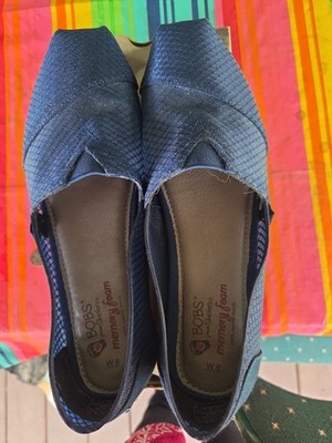 BOBS from Skechers Plush Peace and Love Flats Women s 8 Navy Memory Foam