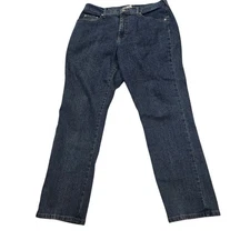 St. John Bay Jeans Womens Bluw Denim Pockets Med Wash Stretch  Straight Leg 14 P