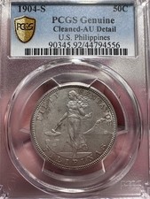 1904S US-Philippines 50 Centavos Silver Coin PCGS AU Details