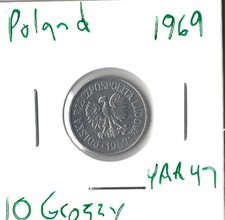 Coin Poland 10 Groszy 1969 YAA47