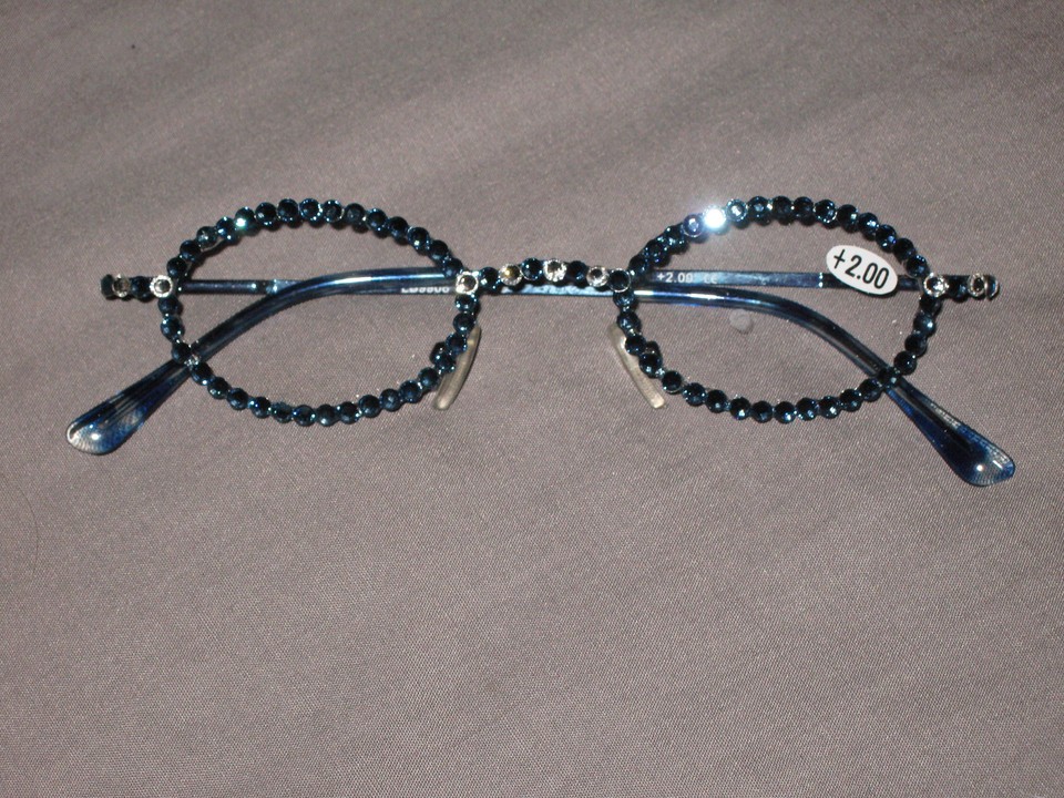 Made with Swarovski Crystal Jeweled Reading Glasses Bling +2.00 Frames