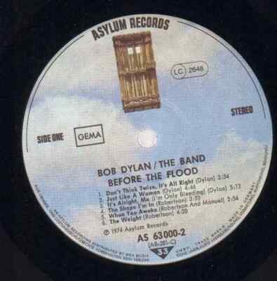 Bob Dylan / The Band Before The Flood NEAR MINT Asylum 2xVinyl LP