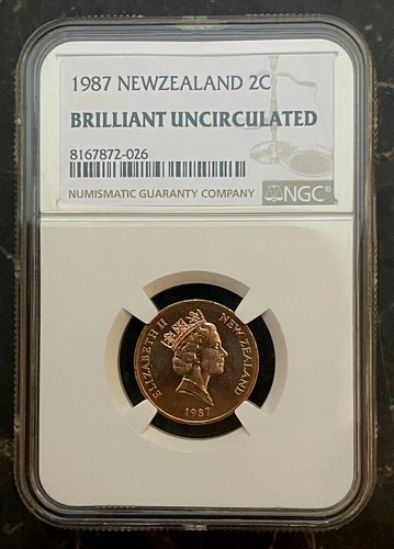 1987 New Zealand 2 Cents - NGC BU Brilliant Uncirculated-(2p)