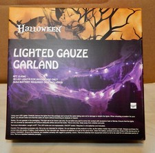 Halloween Lighted Gauze Garland You Choose Color 8ft LED Battery 35 Lights 267M