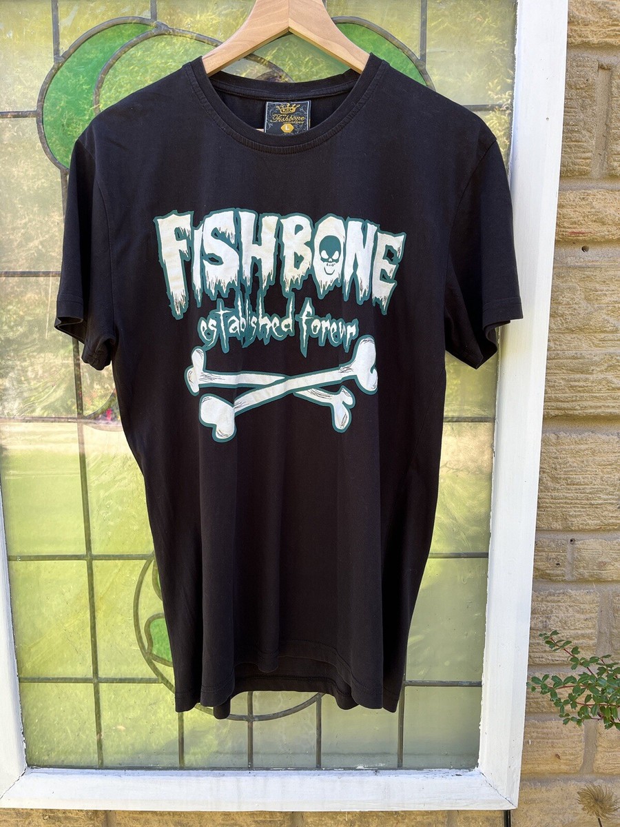Authentic black Tee Shirt Fishbone Established Forever Sz Large