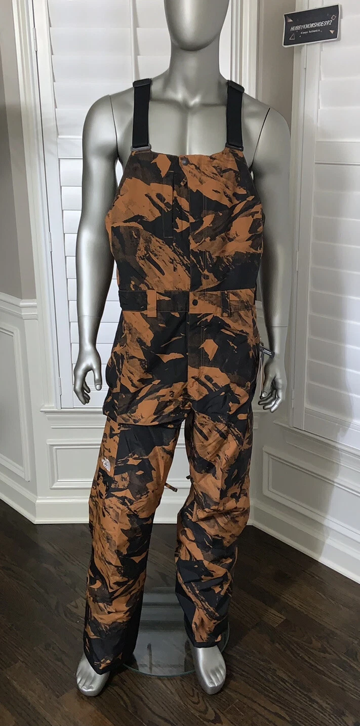 The North Face Men’s Freedom Waterproof Shell Ski Bibs Pants Brown Tan Print NWT