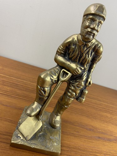 Brass Miner With Removable Shovel Stamped FWA 1981 Heavy Figure - Picture 19 of 24