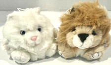 Vintage Cushy Critter Baby Leon Lion  Missy White Kitten Plush Stuffed Animal