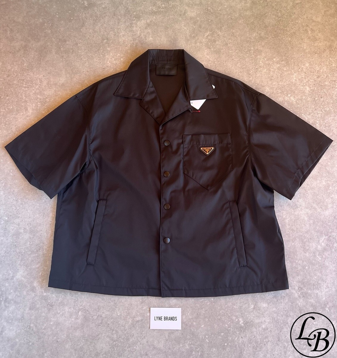 Prada Re-Nylon Short Sleeved Shirt - Black - Size Large - RRP £980