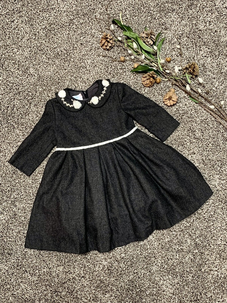 girls grey wool dress Vintage Baby charcoal gray blend Italian Brand Bebebo Size18 mo Fendi