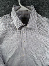 Ben Silver Button Up Shirt Long Sleeve Red Blue Check Long Sleeve 15.5 36    