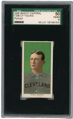 1909-11 T206 Piedmont Cigarettes Baseball Cy Young Portrait SGC 5