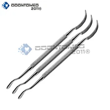 3 Pcs Dental Surgical Bone Files #45 Double Ended Medical Grafting Tools