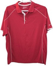 Nike Mens Extra Large Red White Golf Dri-Fit Polo Shirt Performance Sport