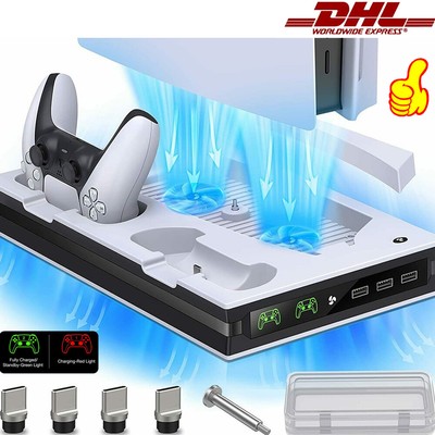 PS5 Kühlständer ABS PS5 Controller-Ladegerät Mit Doppelladung 2x3500U/min Lüfter