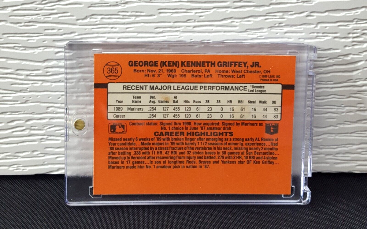 KEN GRIFFEY JR. 90 Donruss no.after INC/sleeve dots/wrong birth