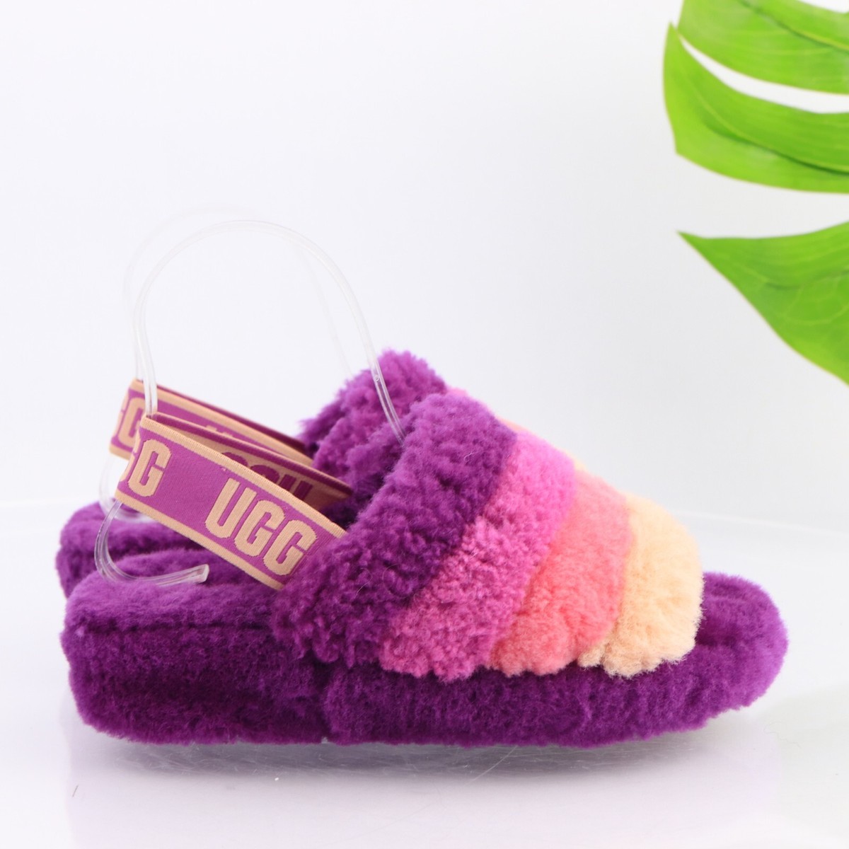 UGG Fluff Yeah Slipper Sandal Women's Size 6 Purple Pink Fury