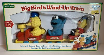 ビッグバードウインドアップトレイン　レトロ Sesame Street Big Bird's Wind Up Train Vintage Set Bert Cookie