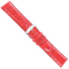 22mm deBeer Baby Crocodile Grain Red Padded Stitched Watch Band Strap