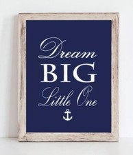 Navy Boy Nautical Whale Nursery Print, Baby Boy Coastal Baby Room Art Unframed