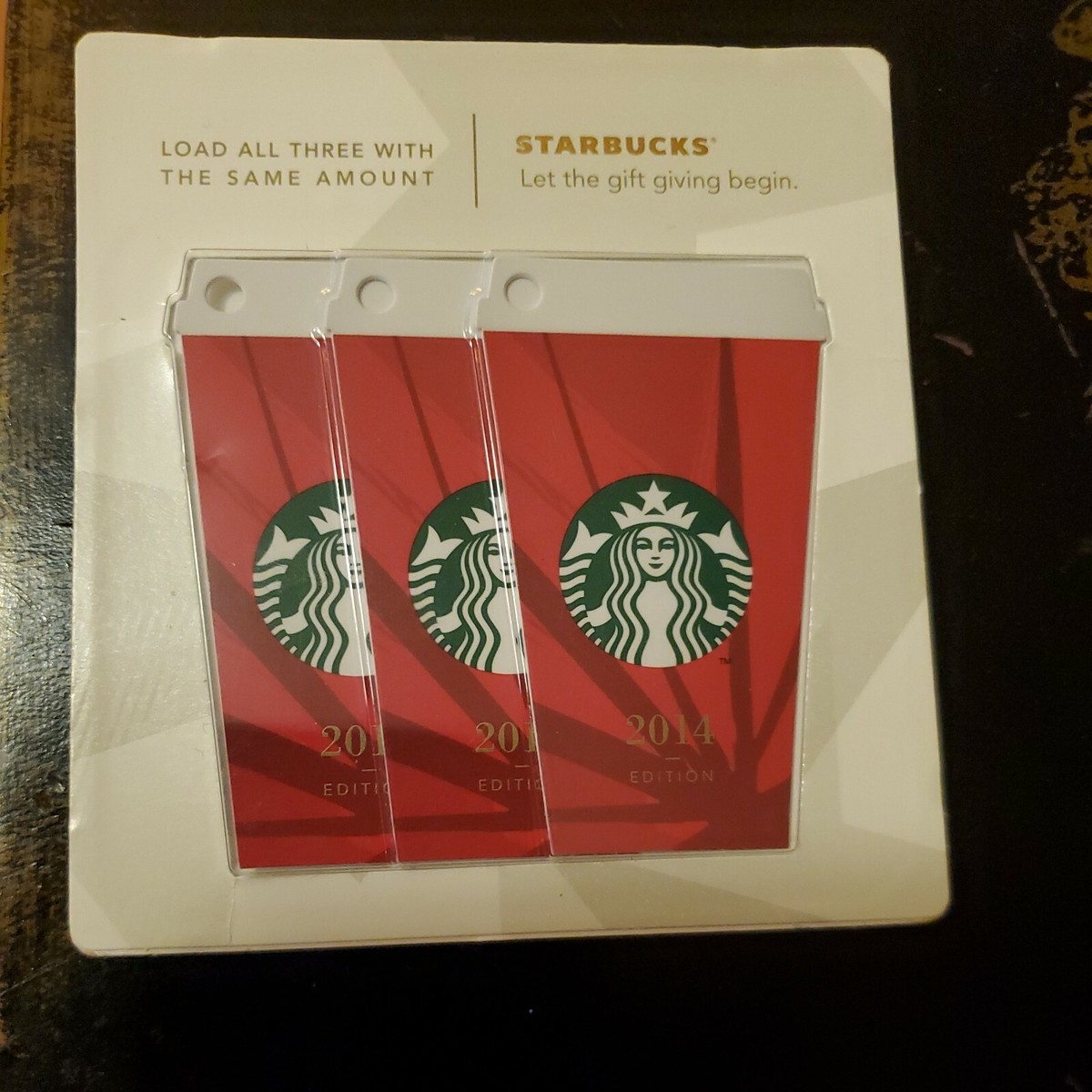 STARBUCKS Gift Card 2014 Die Cut Pack 3 Red Cup Christmas Holiday STARBUCKS Gift Card 2014 Die Cut Pack 3 Red Cup Christmas Holiday