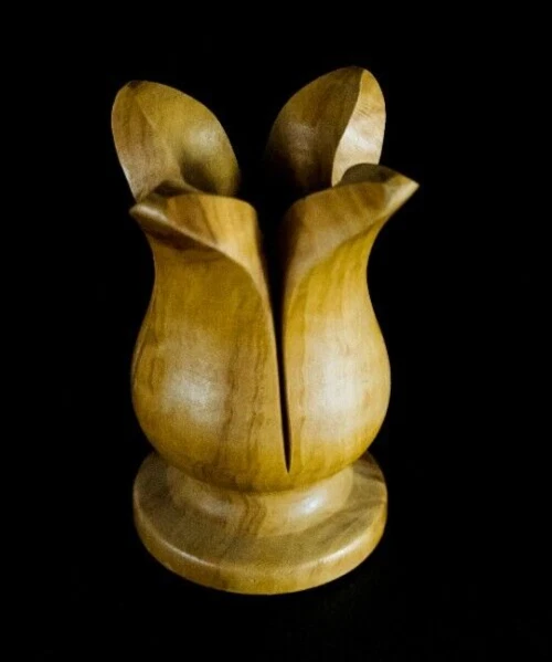 Tulipán de madera con 8 tenedores para aperitivos Foto 4 de 4