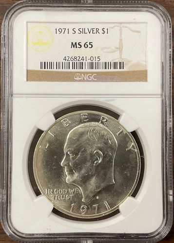1971 S Silver Eisenhower Dollar NGC MS65