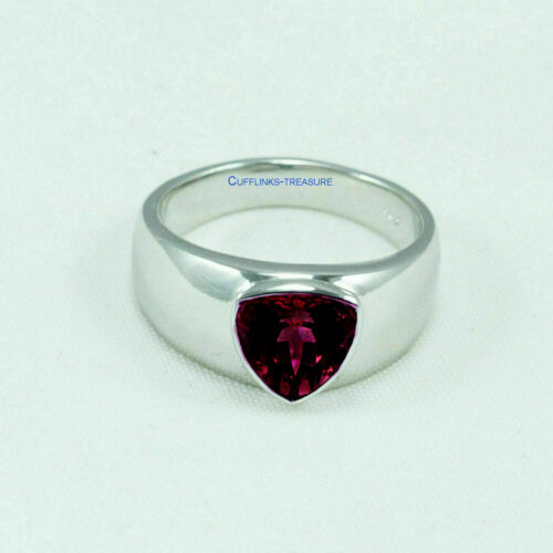 Natural Garnet Gemstone with 925 sterling silver Ring  For men's #447 - Picture 1 of 3