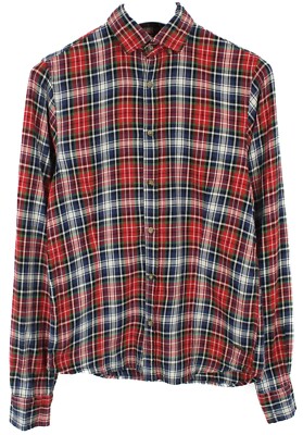 Scotch & Soda Shirt Herren Klein Flanell Kariert Geknopft Spread Rot Blau Weiß
