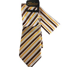 58" Set 2 Piece Berlioni Italy Tie Pocket Square Men's Ties Suit Stripes