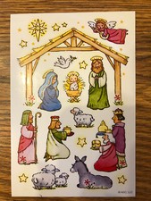 Vintage American Greetings Christmas Nativity Scene Stickers ONE COMPLETE Sheet